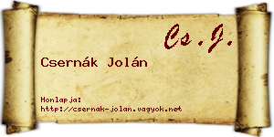 Csernák Jolán névjegykártya